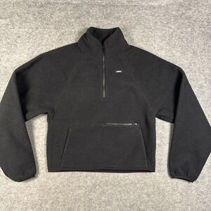 Gymshark 1/4 Zip Womens XS Black Sherpa Fleece Athleisure Workout